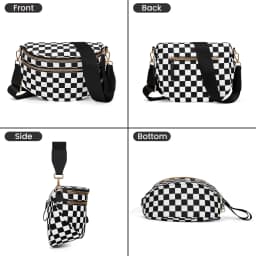 DOYOGI Black and White Checkered Spacious Bum Bag Crossbody Bags for Women Nylon Travel Essentials Mommy Bag Diaper Bag for Mom