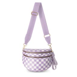 DOYOGI Black and White Checkered Spacious Bum Bag Crossbody Bags for Women Nylon Travel Essentials Mommy Bag Diaper Bag for Mom