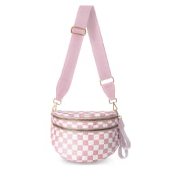 DOYOGI Black and White Checkered Spacious Bum Bag Crossbody Bags for Women Nylon Travel Essentials Mommy Bag Diaper Bag for Mom