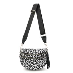 DOYOGI Black and White Checkered Spacious Bum Bag Crossbody Bags for Women Nylon Travel Essentials Mommy Bag Diaper Bag for Mom