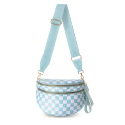 DOYOGI Black and White Checkered Spacious Bum Bag Crossbody Bags for Women Nylon Travel Essentials Mommy Bag Diaper Bag for Mom