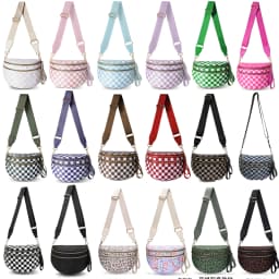 DOYOGI Black and White Checkered Spacious Bum Bag Crossbody Bags for Women Nylon Travel Essentials Mommy Bag Diaper Bag for Mom
