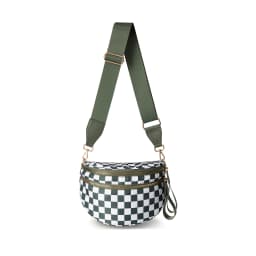 DOYOGI Black and White Checkered Spacious Bum Bag Crossbody Bags for Women Nylon Travel Essentials Mommy Bag Diaper Bag for Mom