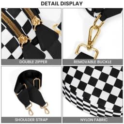 DOYOGI Black and White Checkered Spacious Bum Bag Crossbody Bags for Women Nylon Travel Essentials Mommy Bag Diaper Bag for Mom