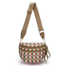 DOYOGI Black and White Checkered Spacious Bum Bag Crossbody Bags for Women Nylon Travel Essentials Mommy Bag Diaper Bag for Mom
