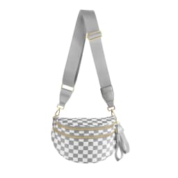 DOYOGI Black and White Checkered Spacious Bum Bag Crossbody Bags for Women Nylon Travel Essentials Mommy Bag Diaper Bag for Mom