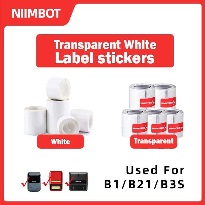 Niimbot B1/B21 white/transparent label sticker mini printer adhesive convenient thermal label printer waterproof and oil resista