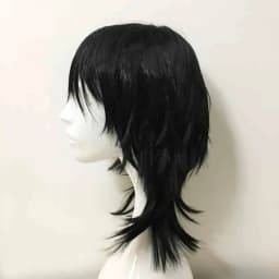Emo Wig Unisex Black Mullet Style Wig Layered Bangs Wig Medium Length Straight Cosplay Anime Wig