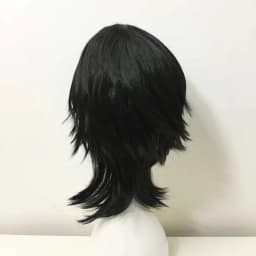 Emo Wig Unisex Black Mullet Style Wig Layered Bangs Wig Medium Length Straight Cosplay Anime Wig