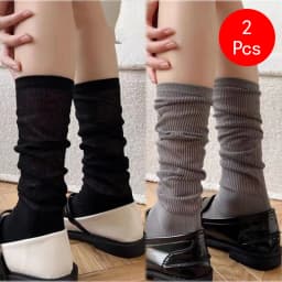 1/2 Pairs Women Lolita Thin Mid Length Socks Are Comfortable Breathable Knee-socks Lace Casual Soft Solid Simple Vertical Socks