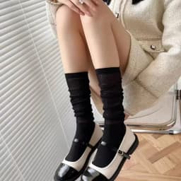 1/2 Pairs Women Lolita Thin Mid Length Socks Are Comfortable Breathable Knee-socks Lace Casual Soft Solid Simple Vertical Socks