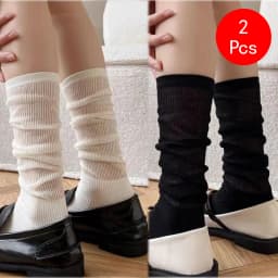 1/2 Pairs Women Lolita Thin Mid Length Socks Are Comfortable Breathable Knee-socks Lace Casual Soft Solid Simple Vertical Socks