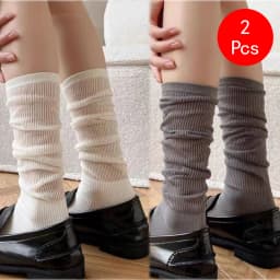 1/2 Pairs Women Lolita Thin Mid Length Socks Are Comfortable Breathable Knee-socks Lace Casual Soft Solid Simple Vertical Socks