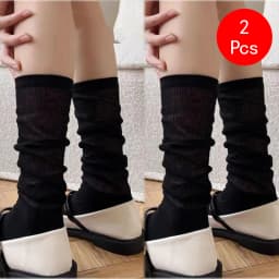 1/2 Pairs Women Lolita Thin Mid Length Socks Are Comfortable Breathable Knee-socks Lace Casual Soft Solid Simple Vertical Socks