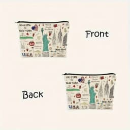 Girls & Women Cute New York Souvenir Zipper Pouch, Travel Cosmetic Bag, Makeup Purse