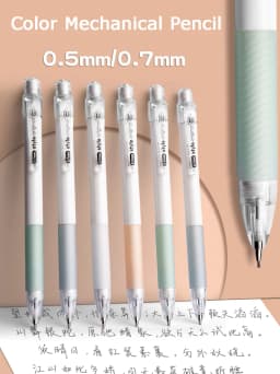 Mechanical Pencil 4 Colors Set 0.5/0.7MM Stationery School Supplies The Transparent Pen Clip Comes With An Eraser On The Top
