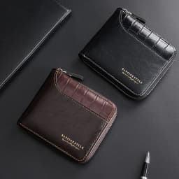 Leather Men’s Wallet Luxury Mens Purse Male Zipper Card Holders with Coin Pocket Rfid Wallets Gifts for Men Money Bag