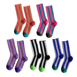 1 pairs High Saturation Dopamine Color Striped Ins Trendy Skateboard Sports Style Vertical Striped Mid Length Socks