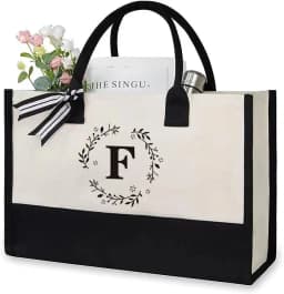 Canvas Tote Bags Letter Beach Bag Birthday WeddingGift Personalized Boutique Business Logo Fashion Big Capacity Shopping Bolsos