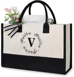 Canvas Tote Bags Letter Beach Bag Birthday WeddingGift Personalized Boutique Business Logo Fashion Big Capacity Shopping Bolsos