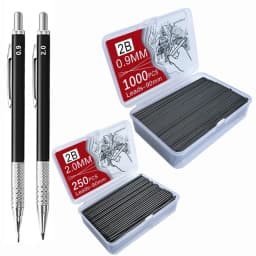 Metal Mechanical Pencil Large capacity Lead Refills Set 0.3, 0.5, 0.7, 0.9 2.0 Mechanical Pencils for Writing Drawing Sketching