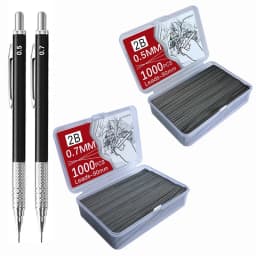 Metal Mechanical Pencil Large capacity Lead Refills Set 0.3, 0.5, 0.7, 0.9 2.0 Mechanical Pencils for Writing Drawing Sketching
