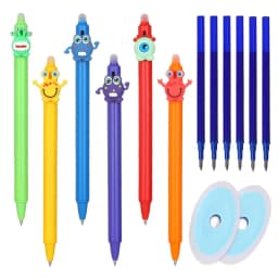 6Pcs Cartoon Monsters Erasable Pens 0.5mm Gel Pen Blue Gel Ink Stationery School Writing supplies for Notebook Office Student