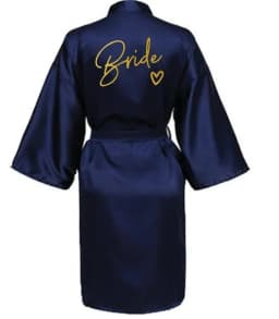 Wedding Party Team Bride Robe Kimono Satin Pajamas Bridesmaid Bathrobe Gold Letter SP089