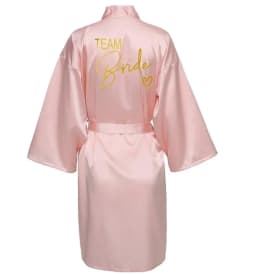 Wedding Party Team Bride Robe Kimono Satin Pajamas Bridesmaid Bathrobe Gold Letter SP089