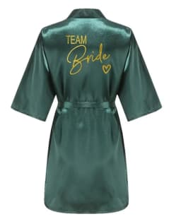 Wedding Party Team Bride Robe Kimono Satin Pajamas Bridesmaid Bathrobe Gold Letter SP089