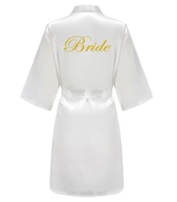 Wedding Party Team Bride Robe Kimono Satin Pajamas Bridesmaid Bathrobe Gold Letter SP089