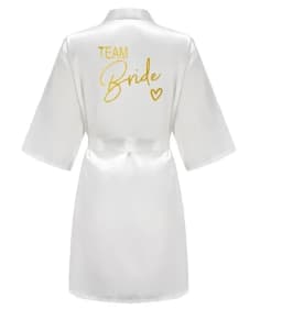 Wedding Party Team Bride Robe Kimono Satin Pajamas Bridesmaid Bathrobe Gold Letter SP089
