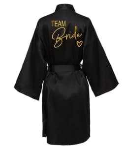 Wedding Party Team Bride Robe Kimono Satin Pajamas Bridesmaid Bathrobe Gold Letter SP089