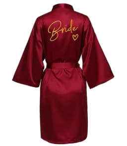 Wedding Party Team Bride Robe Kimono Satin Pajamas Bridesmaid Bathrobe Gold Letter SP089