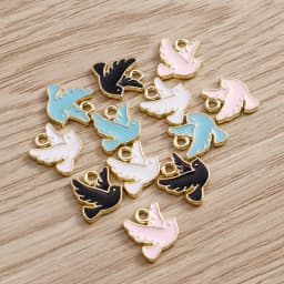 10pcs 13*11mm 4 Color Peace Dove Charms for Jewelry DIY Enamel Pigeon Bird Charms Necklaces Pendants Earrings Accessories Making