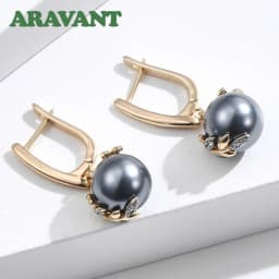 ARAVANT 925 Silver 18K Gold Black Pearl Long Dangle Earring For Women Fashion Jewelry Gift