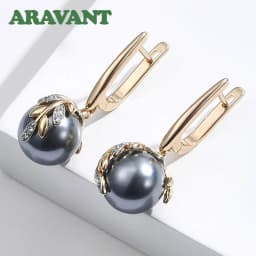 ARAVANT 925 Silver 18K Gold Black Pearl Long Dangle Earring For Women Fashion Jewelry Gift