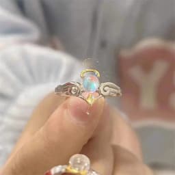 Korean Style Angel Wings Ring Adjustable Rhinestone Finger Rings For Women Silver Color Female Party Birthday Jewelry Gift