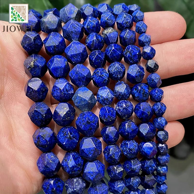 Natural Stone Beads Faceted Blue Lapis Lazuli Spacers Loose Beads DIY Bracelet Accessories for Jewelry Making 14" Inch 6 8 10MM