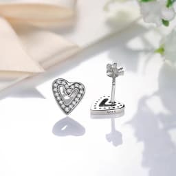 Original 925 Sterling Silver Earrings Infinity Love Heart Piercing Crystals Stud Earings For Women Birthday Gift Luxury Jewelry
