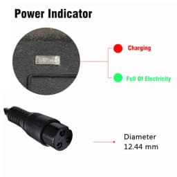 67.2V 2A Li-ion Battery Charger for 60V 16S Battery Pack with GX16 3P(1+,2-) Connector
