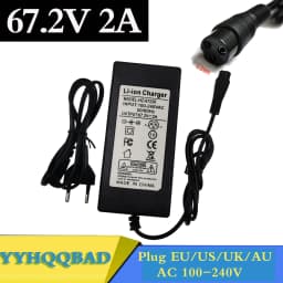 67.2V 2A Li-ion Battery Charger for 60V 16S Battery Pack with GX16 3P(1+,2-) Connector
