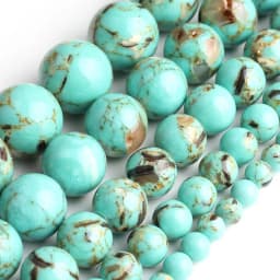 Natural Turquoises Howlite Stone Sediment Jaspers Round Loose DIY Beads for Jewelry Making Christmas Gift Bracelets 15'' 4-12mm