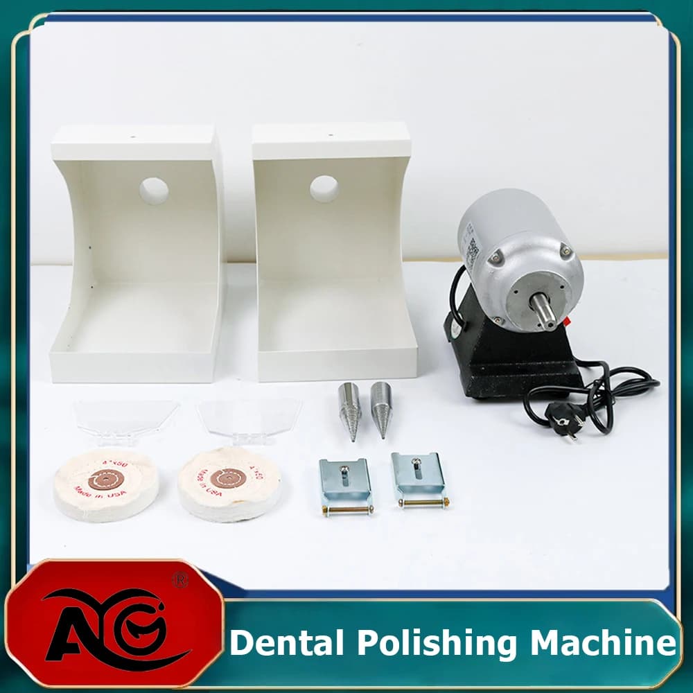 AG Double Top Polisher for Dental Laboratory New Laboratory Equipment Polishing Lathe Grinding Machine with Dust Cover