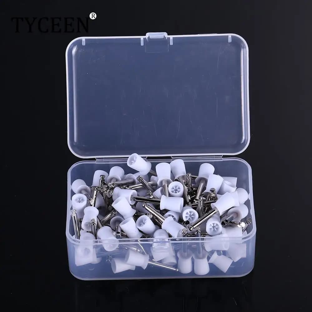 100pcs/box Dental Polishing Cup Latch Type Rubber Tooth Polish Polishing Brush Prophy Cup for Low Speed Handpiece Oral Hygiene