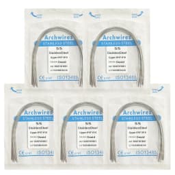 5Pack AG Dental Arch Wires Orthodontic Super Elastic NITI Round Rectangle Archwire Lower/Upper 012/014/016/018/020/16x16/16x22