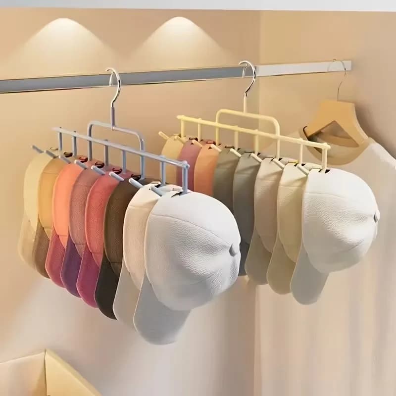 1pc New Hat Rack Instagram-Style Cap Organizer with Hanging Hooks, Fits 8 Tall Caps for Dorm Closet Wall Mounted Baseball
