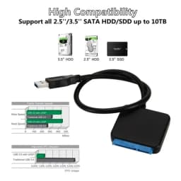 USB 3.0 Adapter Cable for 2.5" 3.5" HDD SSD Hard Drive 5Gbps External Converter with 12V Power Adapter USB 3.0 to SATA Converter