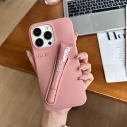 For iPhone 16 12 13 14 15 11 Pro Max Plus 17 Fashion Rhode Phone Case Gray Toast Espresso Ribbon Lip Gloss Holder Silicone Cover