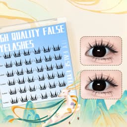 7-13mm Press on Lash Clusters Comic Eyelash Clusters No Glue Natural Cosplay False Eyelashes for Shopping Dating Traveling
